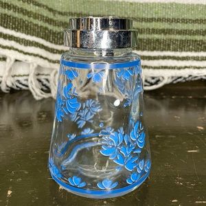 Vintage Pfaltzgraff Yorktowne Glass Syrup Dispenser - Blue Floral Metal Lid